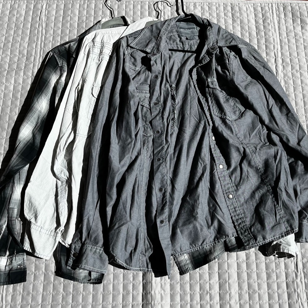 Lot of 3 Men's Urban Heritage Button-Down Shirts, Medium, Casual 2000s Style